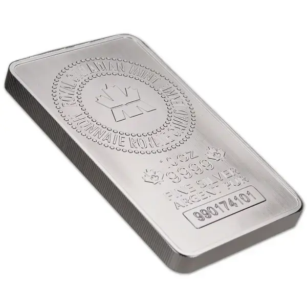 TEN (10) 10 oz. RCM Silver Bar - Royal Canadian Mint .9999 Fine