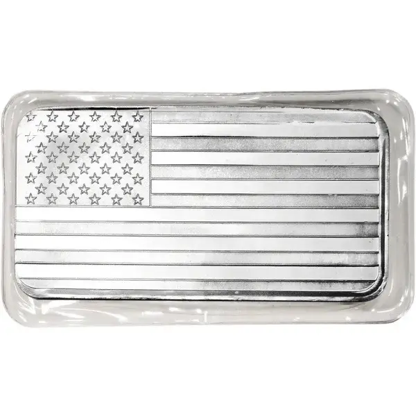 10 oz. SilverTowne Silver Bar - American Flag Design - 999 Fine