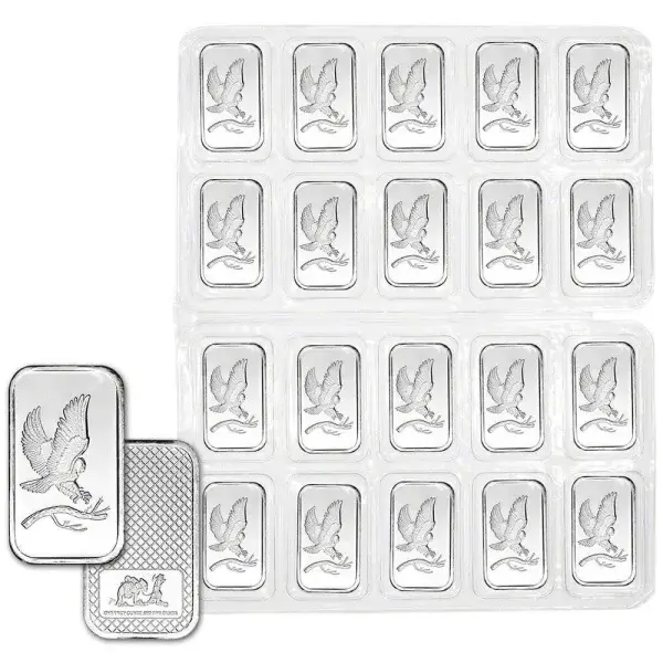 TWENTY 1 oz. SilverTowne Silver Bar - Bald Eagle Design - 999 Fine