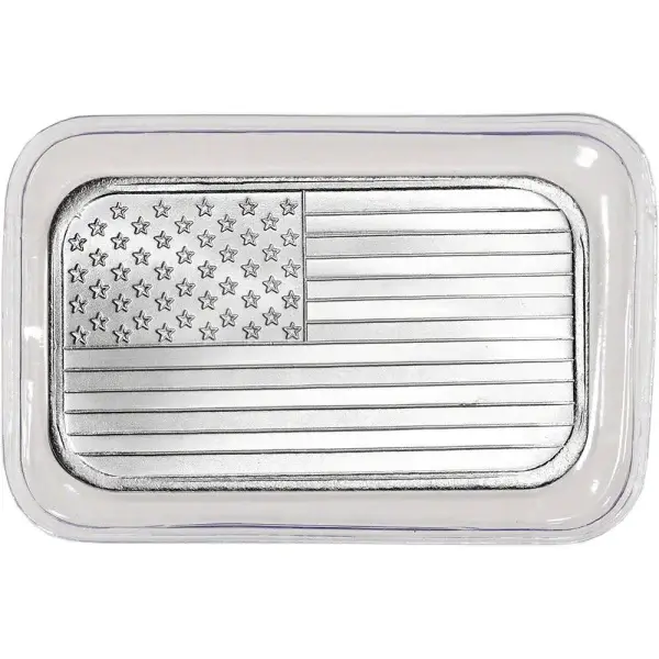 1 oz. SilverTowne Silver Bar - American Flag Design - 999 Fine