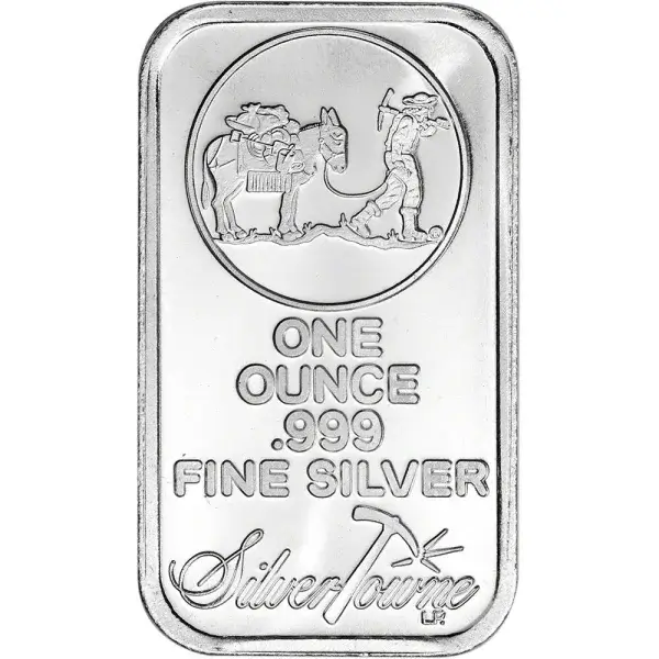 1 oz. SilverTowne Silver Bar - Trademark Prospector Design - 999 Fine