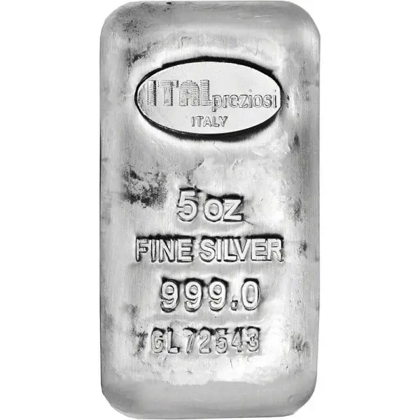5 oz Italpreziosi Mint Silver Bar 999 Fine Cast