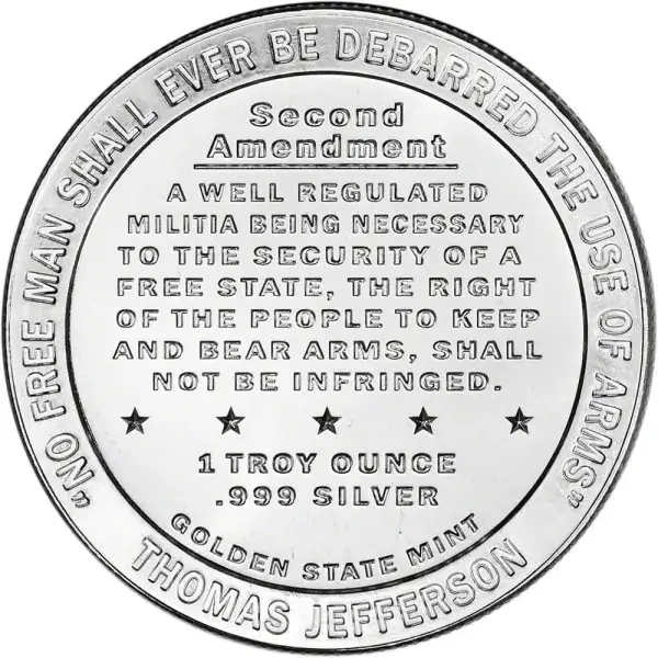 1 oz. Golden State Mint Silver Round 2nd Amendment .999 Fine