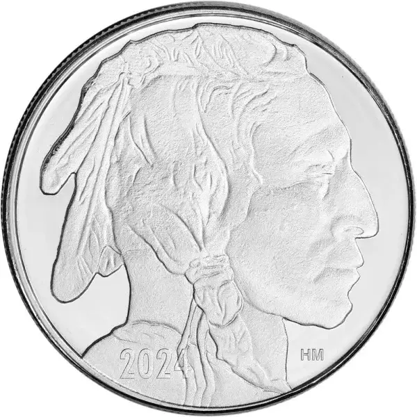 FIVE (5) 1 oz Highland Mint Silver Round - Buffalo Design .999 Fine