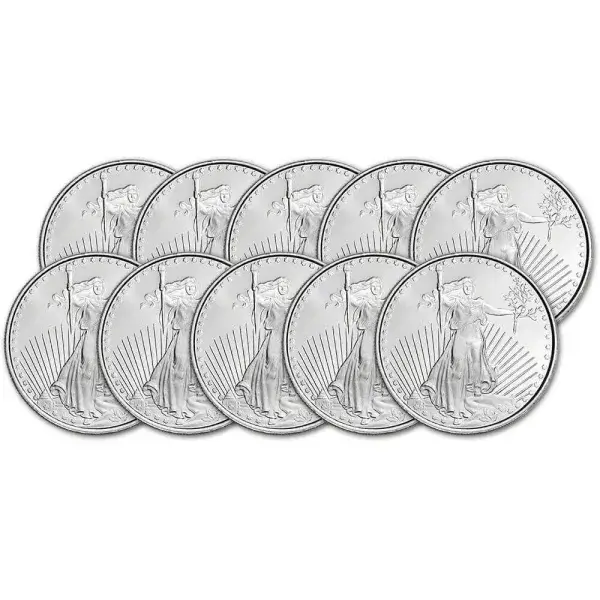 TEN (10) 1 oz Highland Mint Silver Round - Saint-Gaudens Design .999 Fine