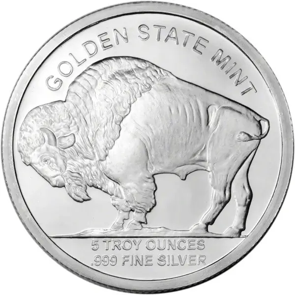 5 oz. Golden State Mint Silver Round Buffalo Design .999 Fine