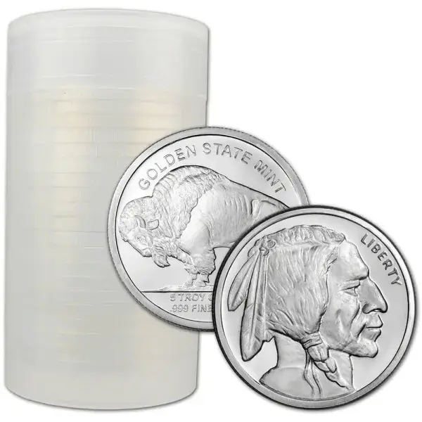 5 oz. Golden State Mint Silver Round Buffalo Design .999 Fine Tube of 20