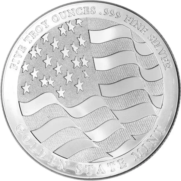 5 oz Golden State Mint Silver Round Eagle Design .999 Fine