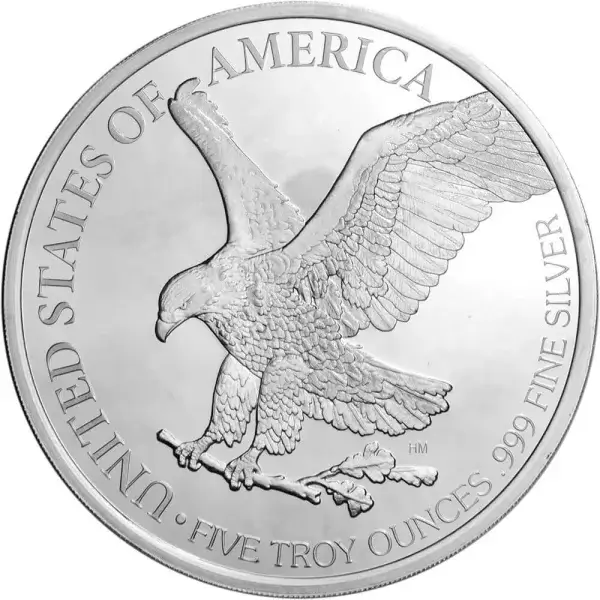 5 oz Highland Mint Silver Round - American Eagle Design .999 Fine