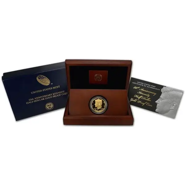 2014 W US Gold Half-Dollar Kennedy 50th Anniversary Proof 50C in OGP