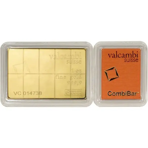 Valcambi 10x0.1 Ounce Gold CombiBar (1 oz) with Assay Card
