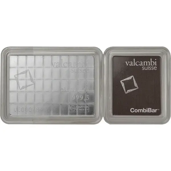 Valcambi 50x1 Gram Platinum CombiBar (1.6075 oz) with Assay Card