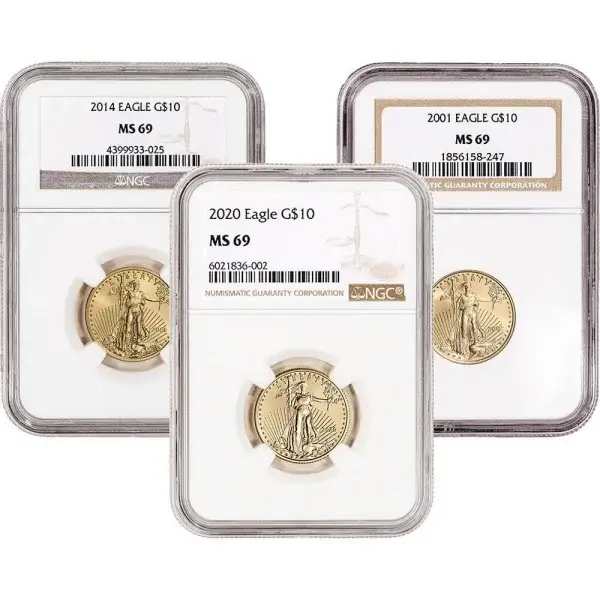 American Gold Eagle 1/4 oz $10 - NGC MS69 Random Date and Label