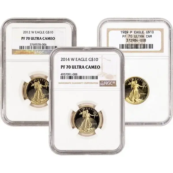 American Gold Eagle Coin Proof 1/4 oz $10 - NGC PF70 Random Date and Label