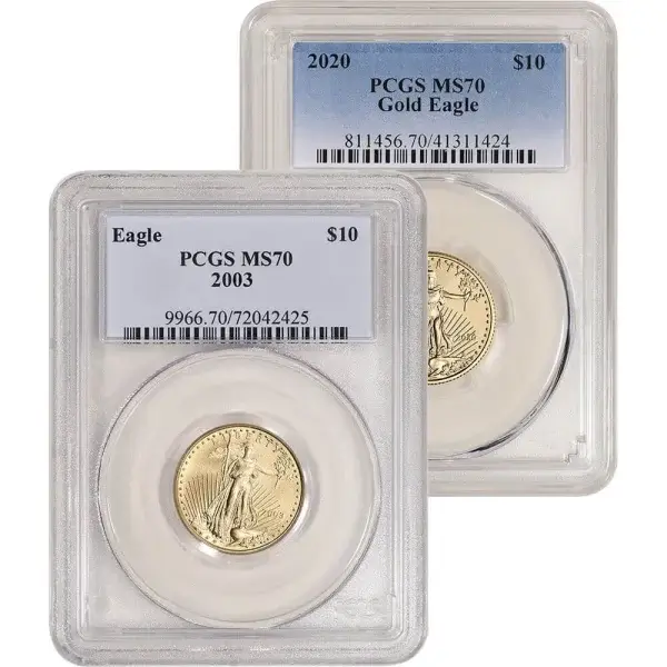 American Gold Eagle 1/4 oz $10 - PCGS MS70 Random Date and Label