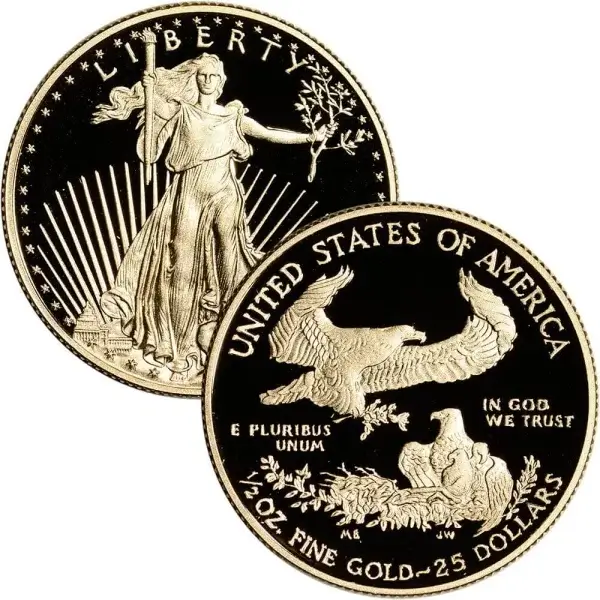 American Gold Eagle Coin Proof 1/2 oz $25 - NGC PF70 Random Date and Label