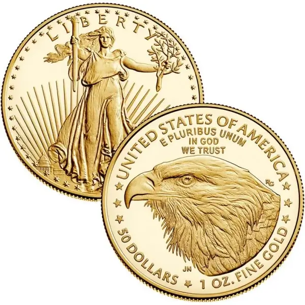 American Gold Eagle Coin Proof 1 oz $50 - NGC PF70 Random Date and Label