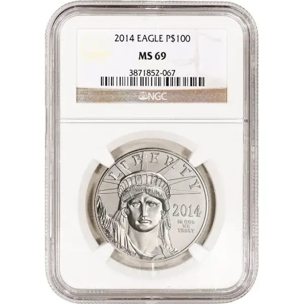 American Platinum Eagle 1 oz $100 - NGC MS69 Random Date and Label