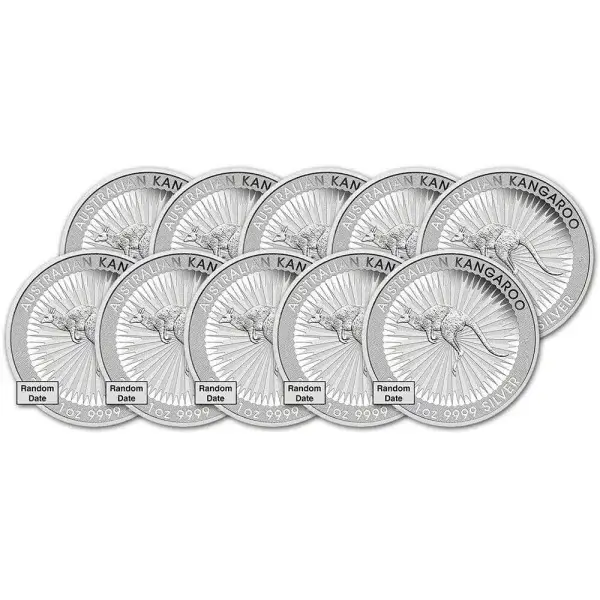 Australia Silver Kangaroo 1 oz $1 BU - Ten 10 Coins Random Date