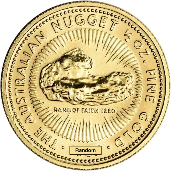 Australia Gold Nugget 1/2 oz $50 - Hand of Faith - BU - Random Date