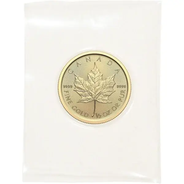 Canada Gold Maple Leaf 1/2 oz $20 BU .9999 Fine Random Date Mint Sealed Plastic