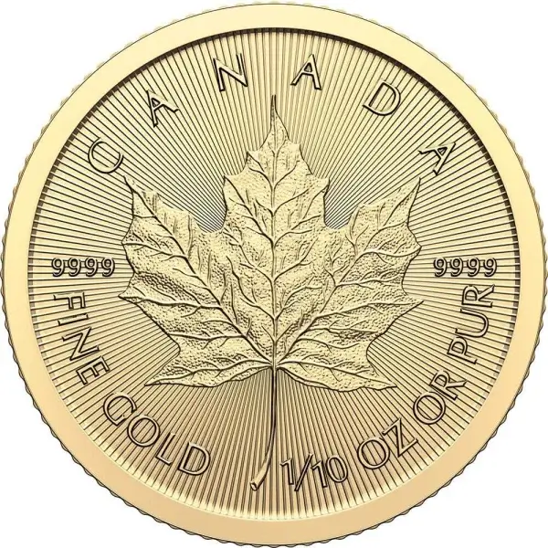 Canada Gold Maple Leaf - 1/10 oz - $5 - .9999 Fine - Random Date