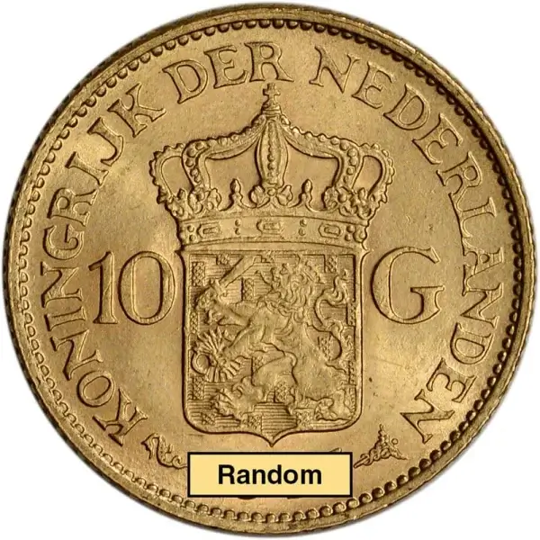 Netherlands Gold 10 Gulden (.1947 oz) - AU - Random Date