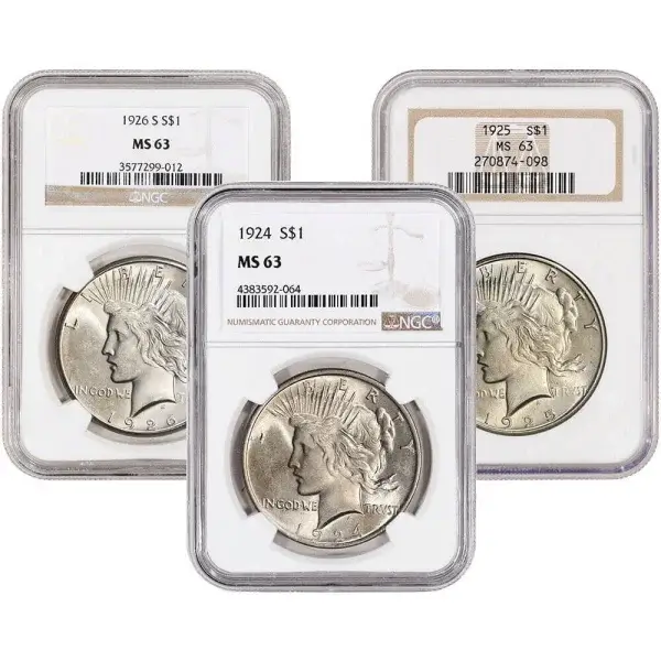 US Peace Silver Dollar - NGC MS63 - (1 Coin) Random Date and Label