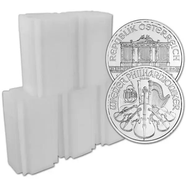 Austria Silver Philharmonic 1 oz 1.5 Euro - Random Date 100 BU Coins in 5 Tubes