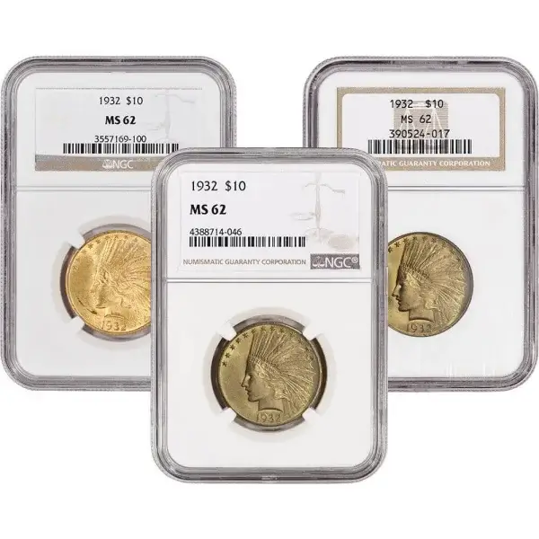 US Gold $10 Indian Head Eagle - NGC MS62 - Random Date and Label