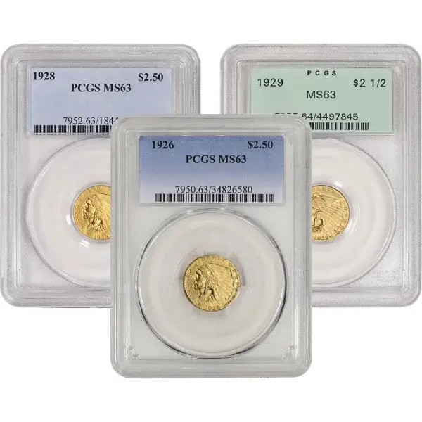 US Gold $2.50 Indian Head Quarter Eagle - PCGS MS63 - Random Date and Label