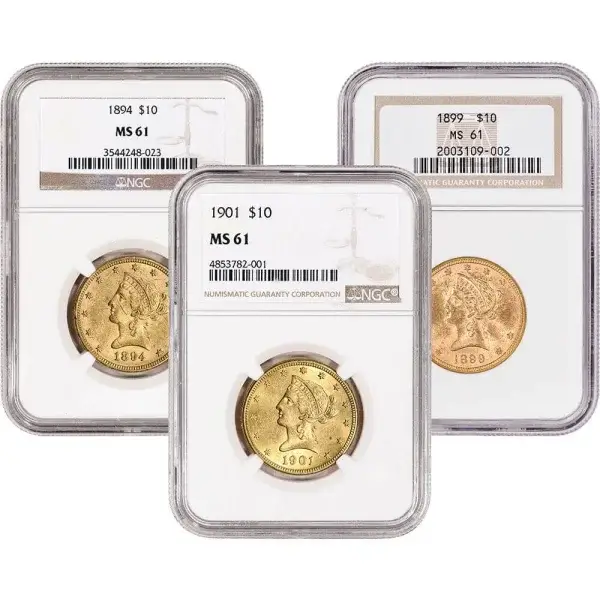 US Gold $10 Liberty Head Eagle - NGC MS61 - Random Date and Label