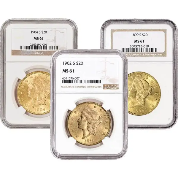 US Gold $20 Liberty Head Double Eagle - NGC MS61 - Random Date and Label
