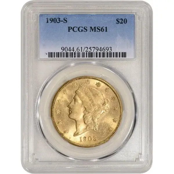 US Gold $20 Liberty Head Double Eagle - PCGS MS61 - Random Date