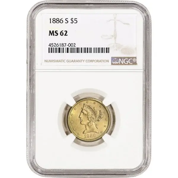 US Gold $5 Liberty Head Eagle - NGC MS62 - Random Date