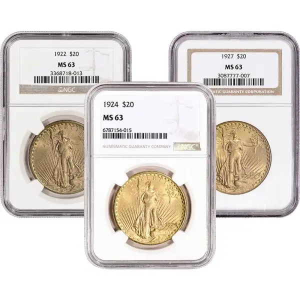 US Gold $20 Saint-Gaudens Double Eagle - NGC MS63 - Random Date and Label