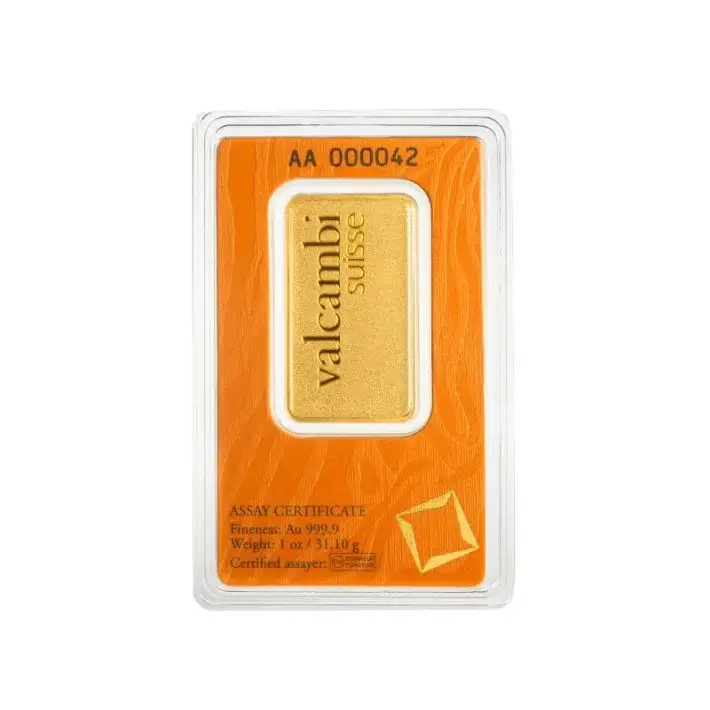 1 oz. Gold Bar - Valcambi Suisse - 999.9 Fine in Assay - Matte Finish #3