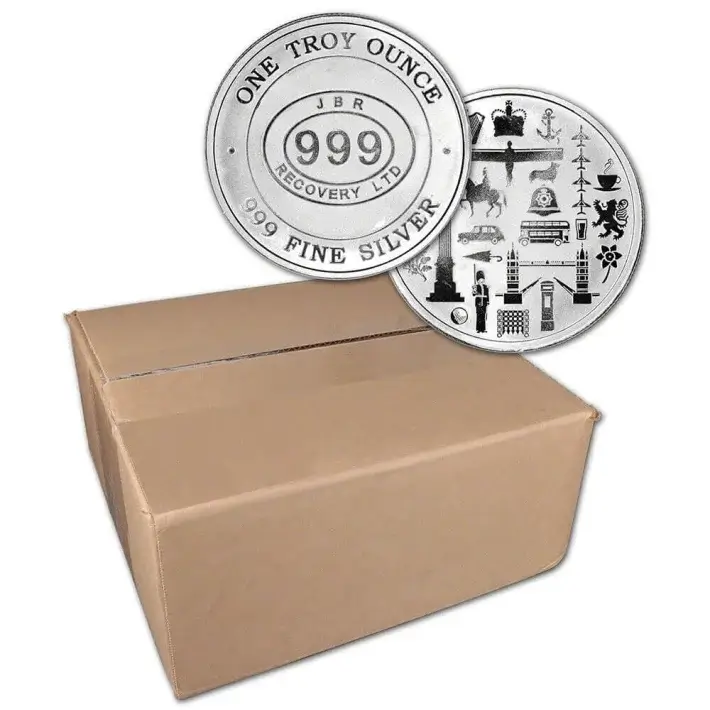 1 oz Silver Round JBR Recovery Ltd - 999 Fine Icons of Britain Sealed Box of 500 #1