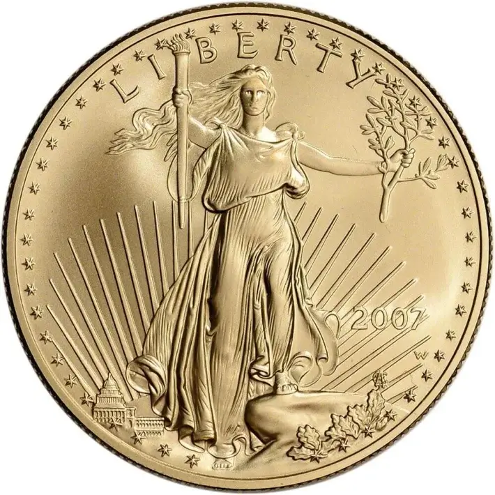 2007 W American Gold Eagle 1 oz $50 Uncirculated Coin - Burnished in OGP #2