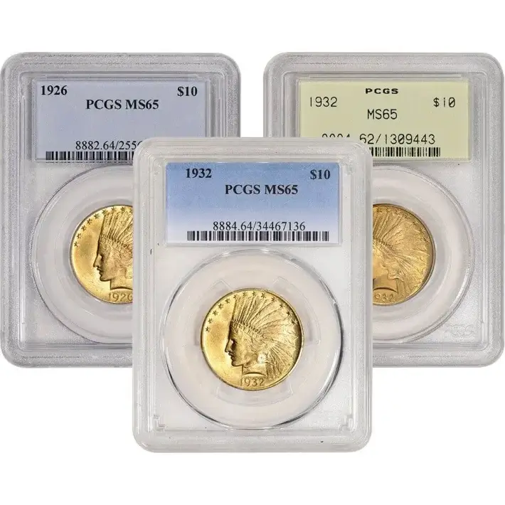 US Gold $10 Indian Head Eagle Coin - PCGS MS65 - Random Date and Label #1