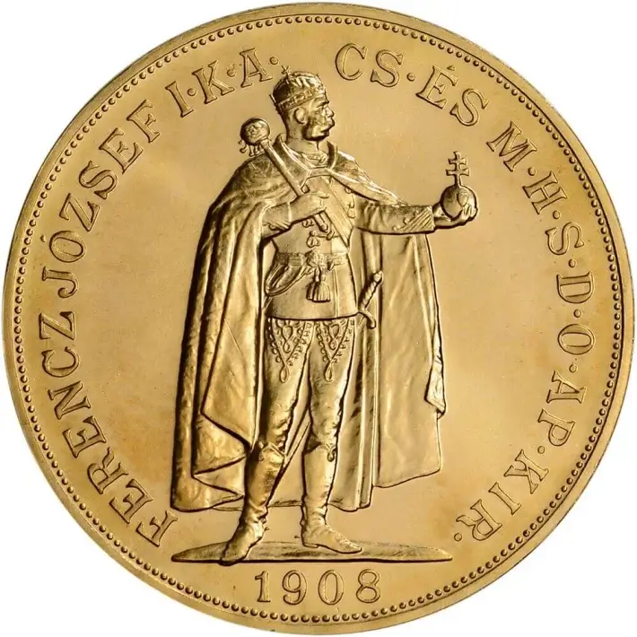 1908 Hungary Gold 100 Korona (.9802 oz) - AU/BU - Restrike #1