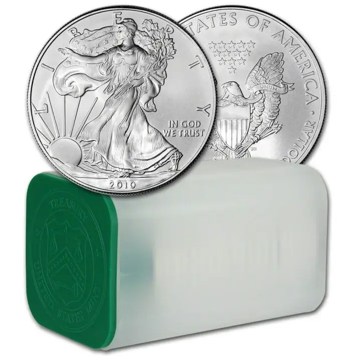 2010 American Silver Eagle 1 oz $1 - 1 Roll - Twenty 20 BU Coins in Mint Tube #1