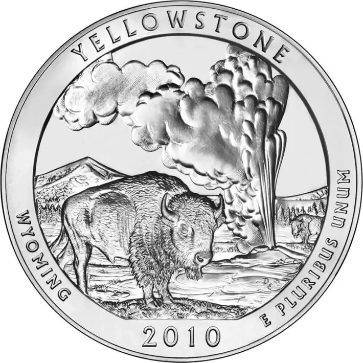 2010 ATB Yellowstone Silver 5 oz 25C - BU #1