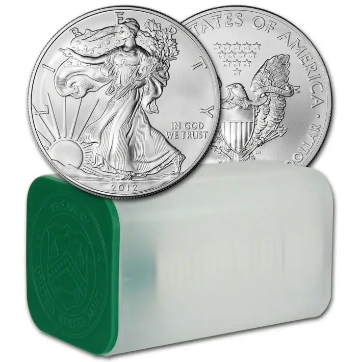 2012 American Silver Eagle 1 oz $1 - 1 Roll - Twenty 20 BU Coins in Mint Tube #1