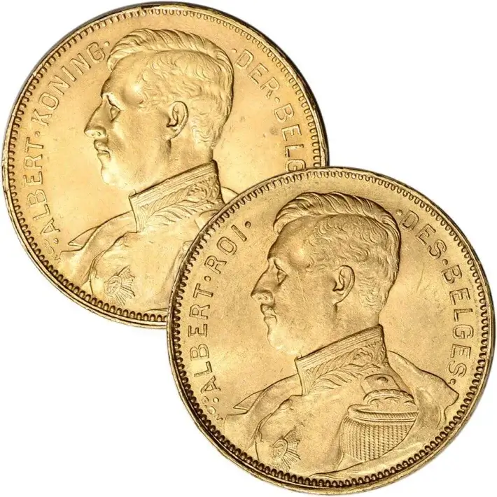1914 Belgium Gold 20 Francs .1867 oz - Albert - Avg Circ #1