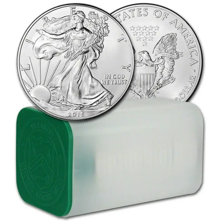 2015 American Silver Eagle 1 oz $1 - 1 Roll - Twenty 20 BU Coins in Mint Tube #1