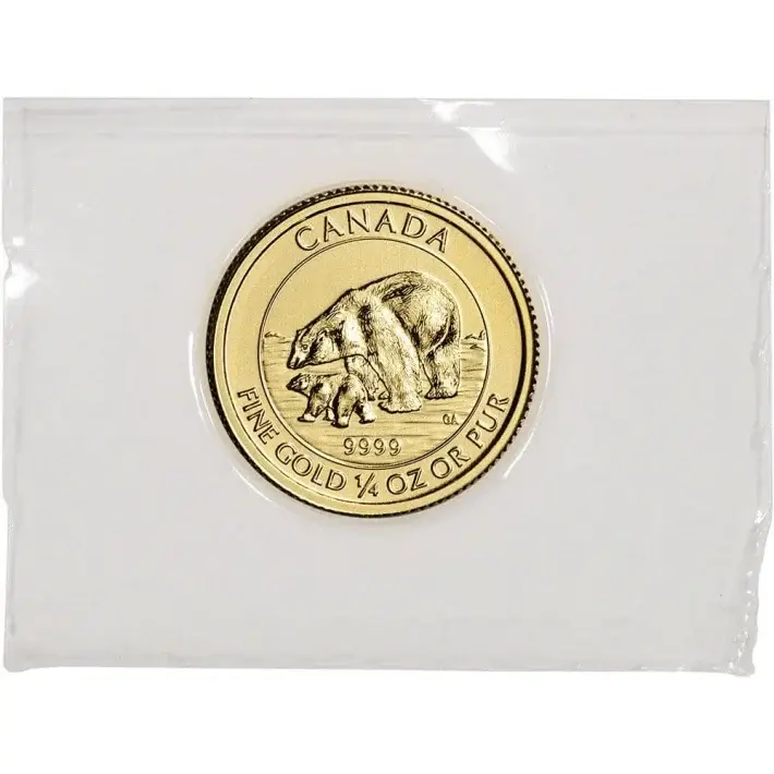 2015 Canada Gold Polar Bear and Cub $10 - 1/4 oz - .9999 Fine - BU #4