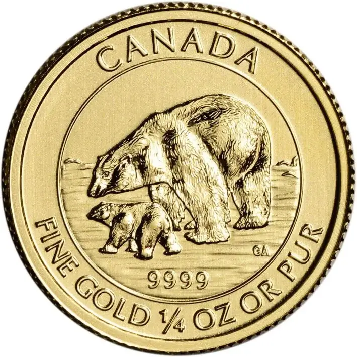 2015 Canada Gold Polar Bear and Cub $10 - 1/4 oz - .9999 Fine - BU #1