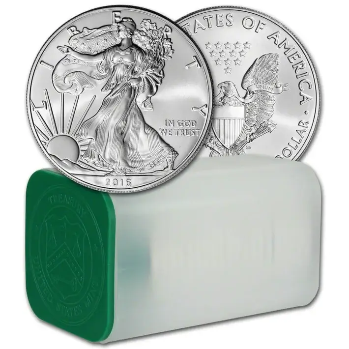 2016 American Silver Eagle 1 oz $1 - 1 Roll - Twenty 20 BU Coins in Mint Tube #1