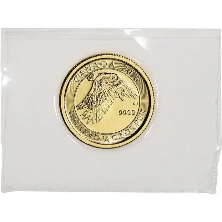 2016 Canada Gold White Snow Falcon $10 - 1/4 oz - .9999 Fine - BU #4